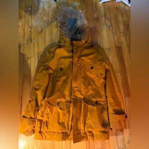Minimum aarhus denmark mustard parka with genuine fur trim
